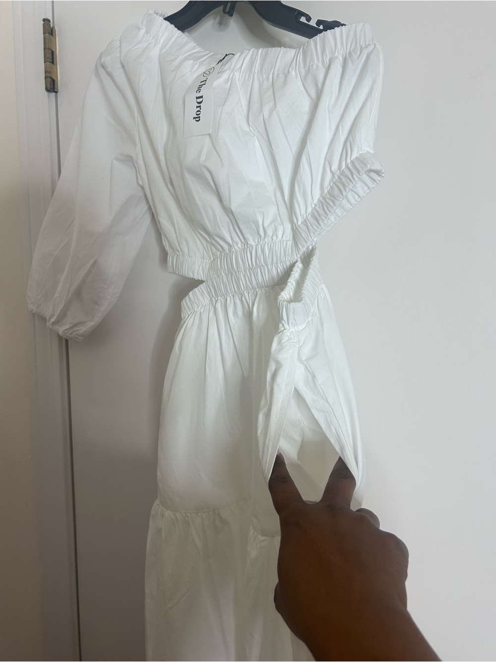 The Drop Women's One-Shoulder White Tiered Maxi Dress - Picture 3 of 5